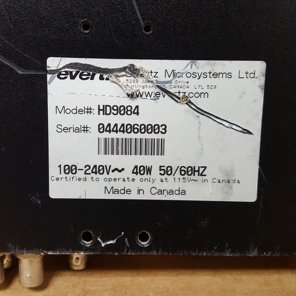 evertz HDTV Caption Encoder HD9084 - w/ (1) Power Cord - USED