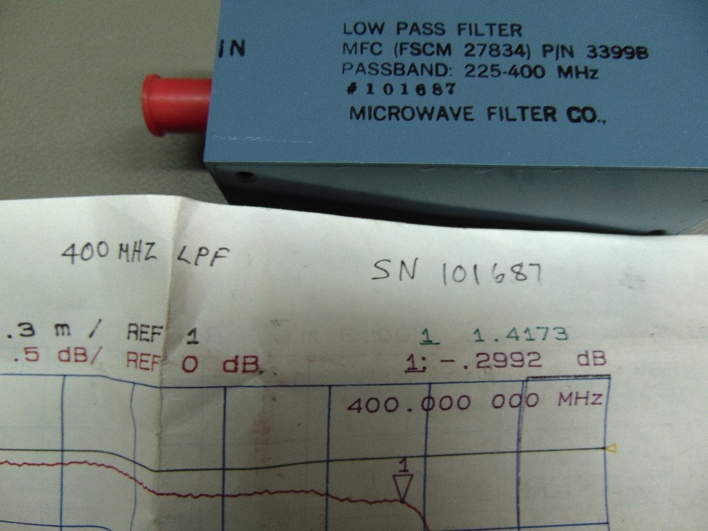 NOS Microwave Filter Co. 400 MHz Low Pass Filter 3399B