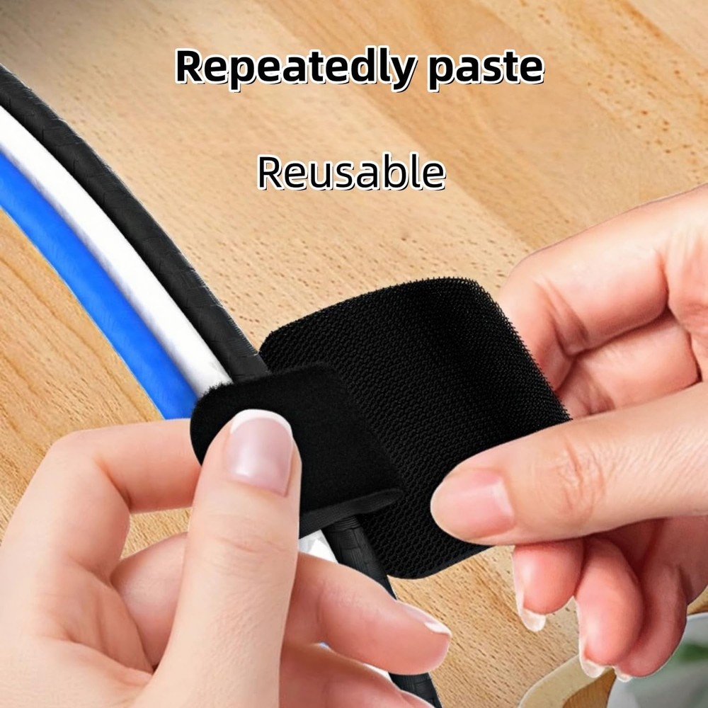 Hook & Loop Cable Ties 100PCS Self Adhesive