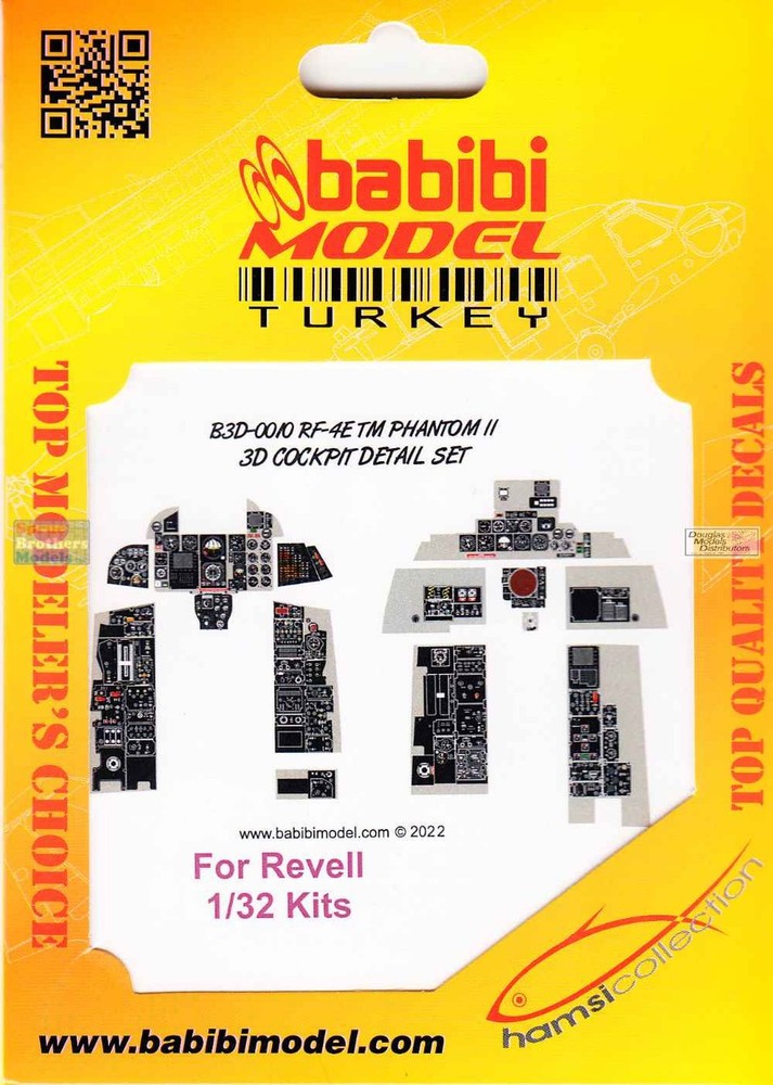 BBBB3D0010 1:32 Babibi Model 3D Cockpit Detail Set - RF-4E TM Phantom II (REV