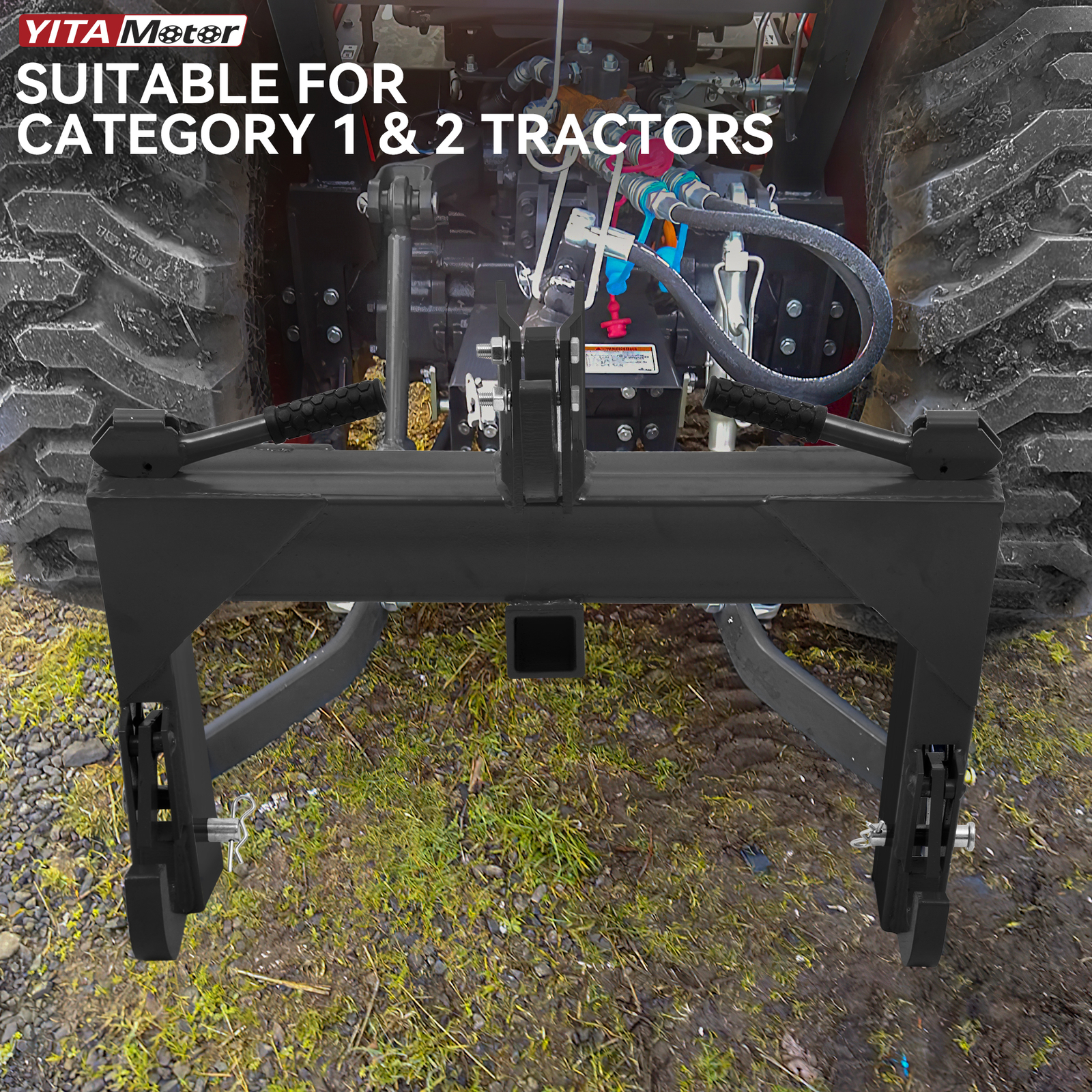 3-Point Quick Hitch Adapter for Category 1 & 2 - Attachment for Tractor Steel