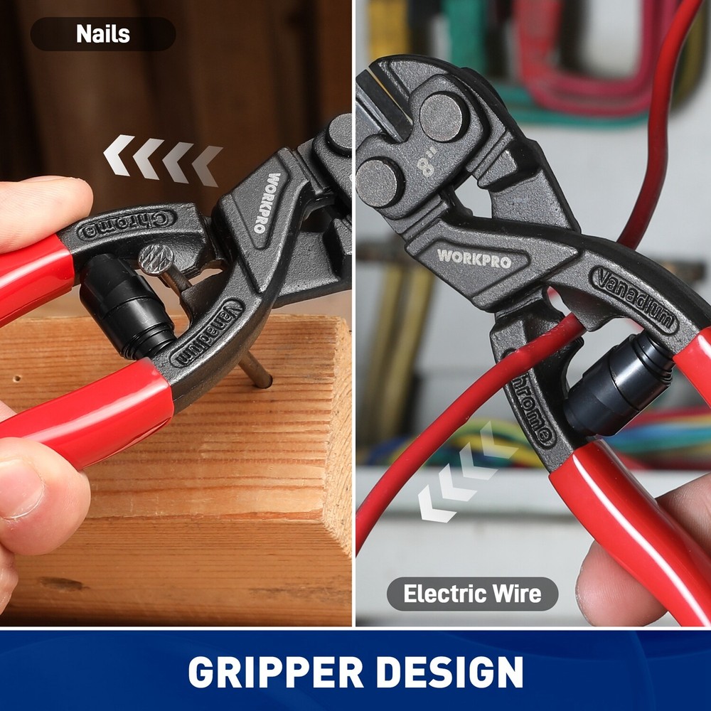 WORKPRO 8" Mini Bolt Cutter Compact Bolt Cutters for Cutting Wire Cables Chains
