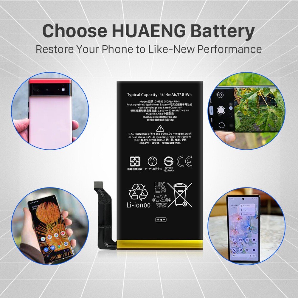 For Google Pixel 6 GMSB3 4614mAh Replacement Li-ion Battery + Tools