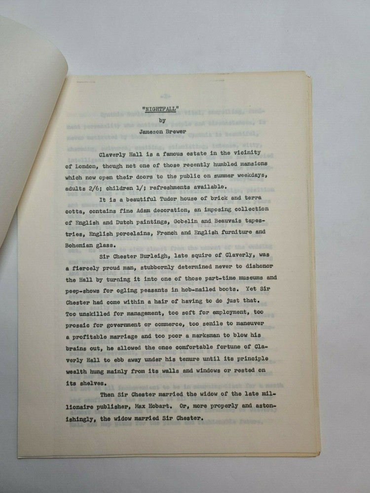 NIGHTFALL / Jameson Brewer 1960's Unproduced TV Script SYNOPSIS