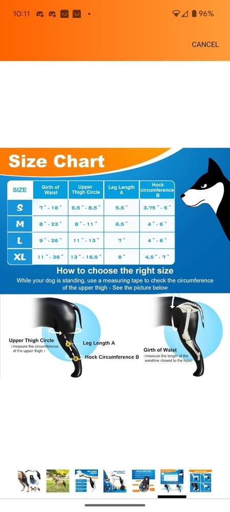 CHAMIN/RISURRY Adjustable Dog Knee Brace with Extra Collar. Left Leg. Large