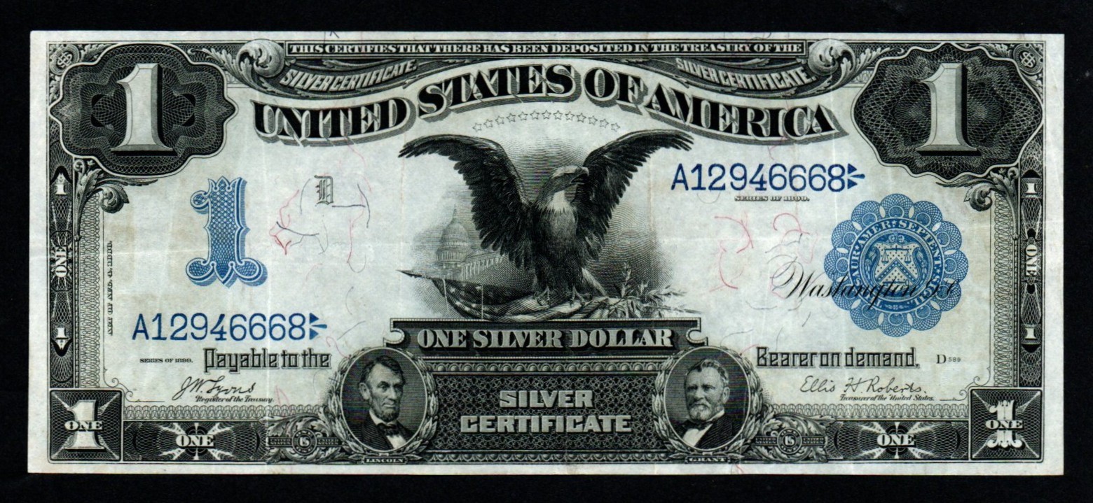 1899 $1 LARGE Size BETTER DATE BELOW/SIGNATURE COMBO EAGLE Silver Certificate!