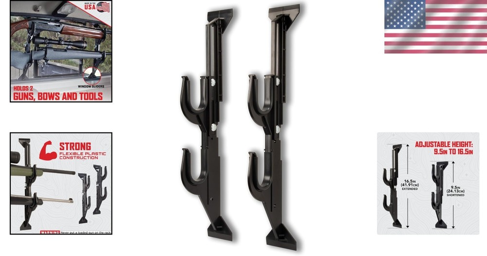 Adjustable Truck Gun Rack - Holds 2 Firearms Securely