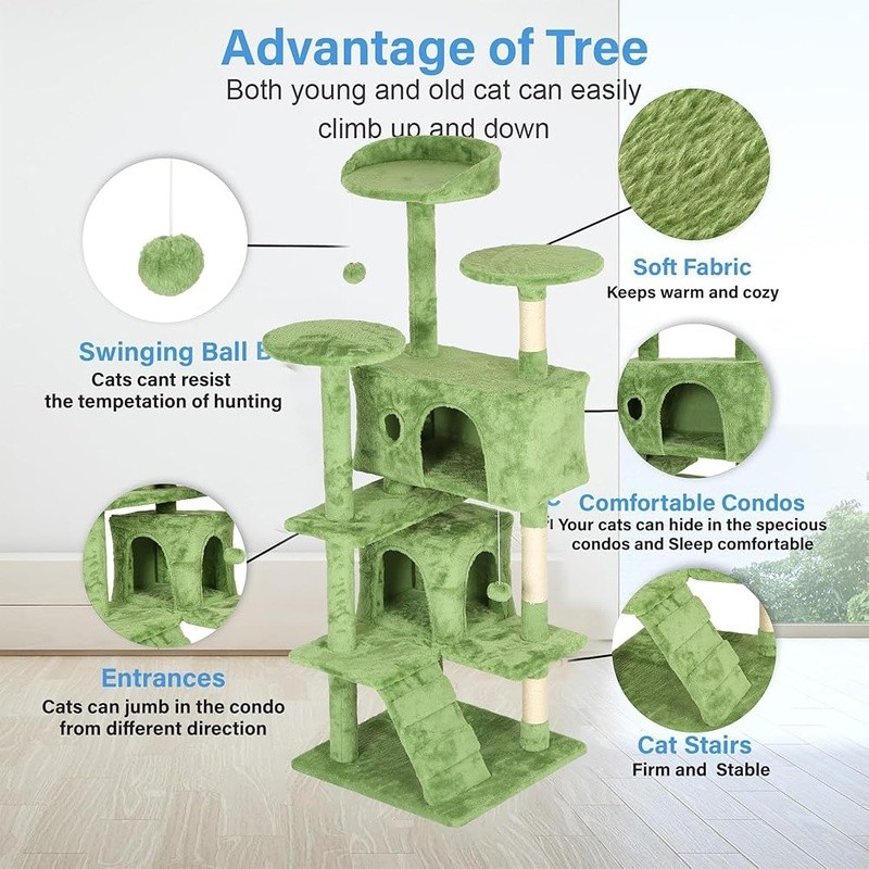 Multi-Level Cat Tree W/ Scratching Posts Cozy Beds Interactive Toys Indoor Fun