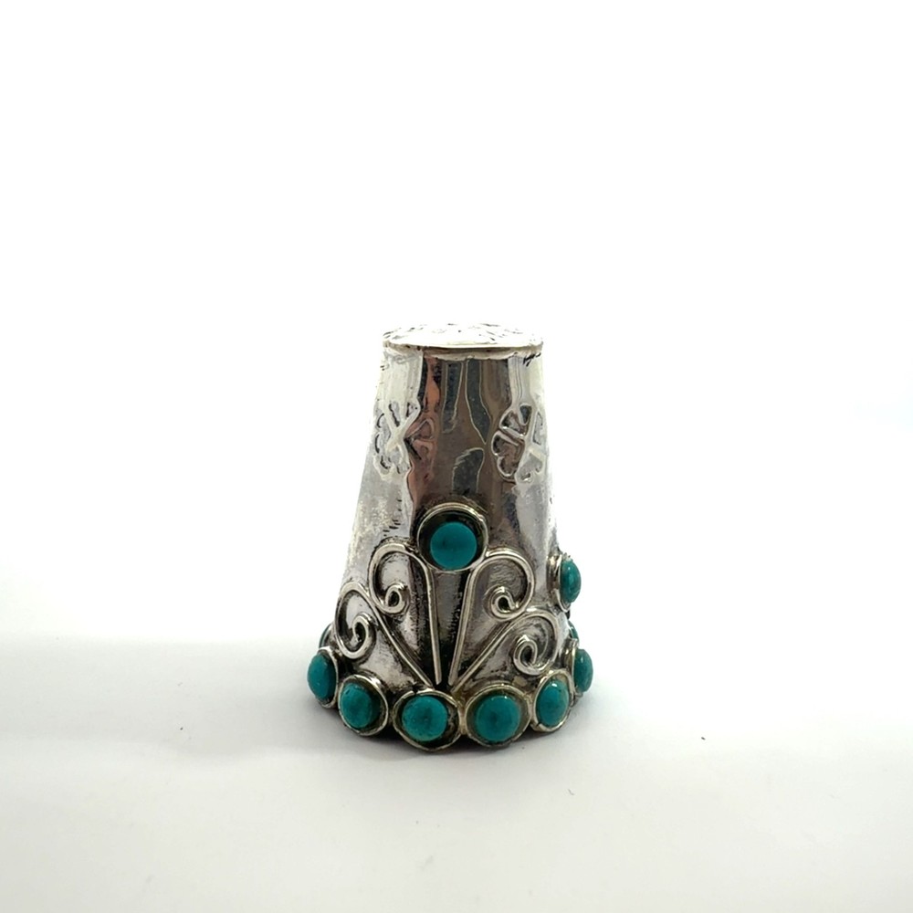Sterling Silver and Turquoise Sewing Thimble