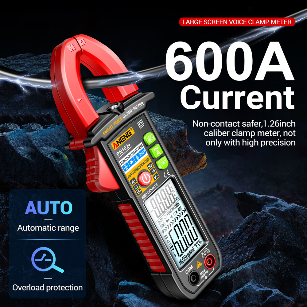 ANENG Smart Digital Clamp Meter Voice Broadcast Multimeter AC DC Volt Temp Meter