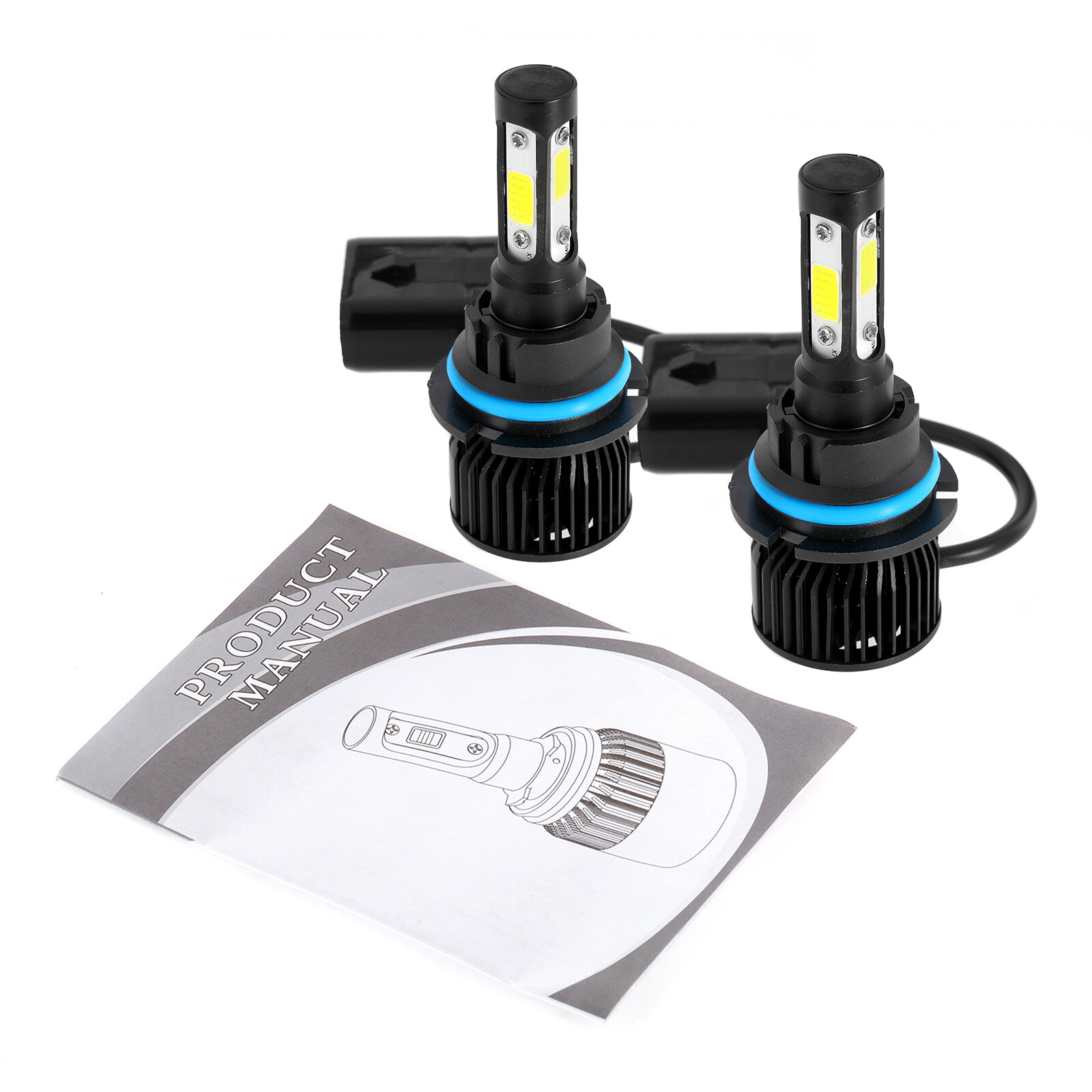 4 Sides HB1 9004 LED Headlight Bulbs Dual Beam 3600000LM 6000K Super Bright Kit