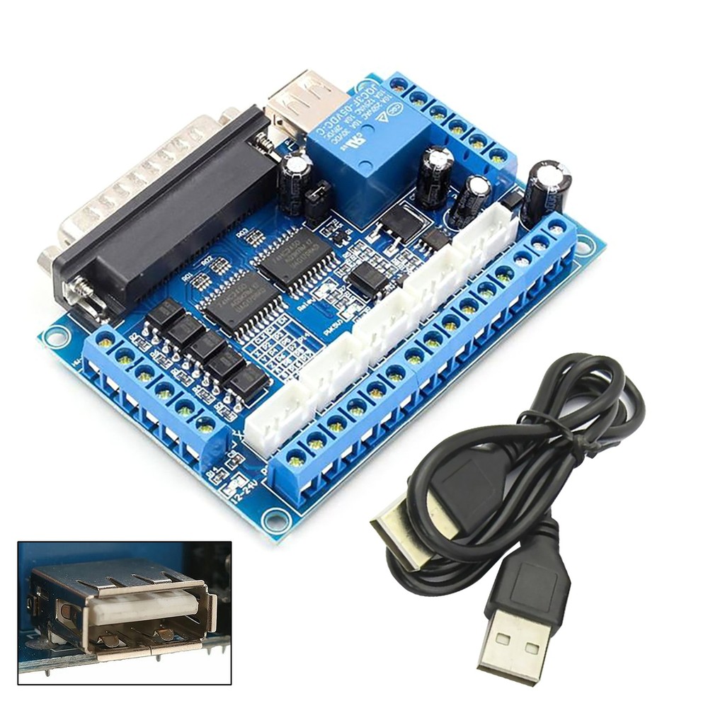 5 axis CNC Breakout Board with USB  Cable for Stepper Motor Driver MACH3