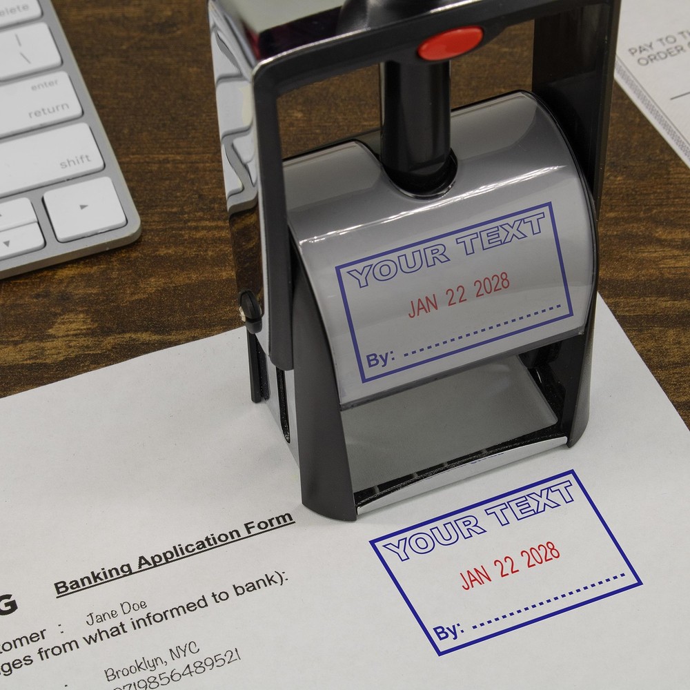 Heavy Duty Self Inking Date Stamp Received Phrase Black Ink Office Tool