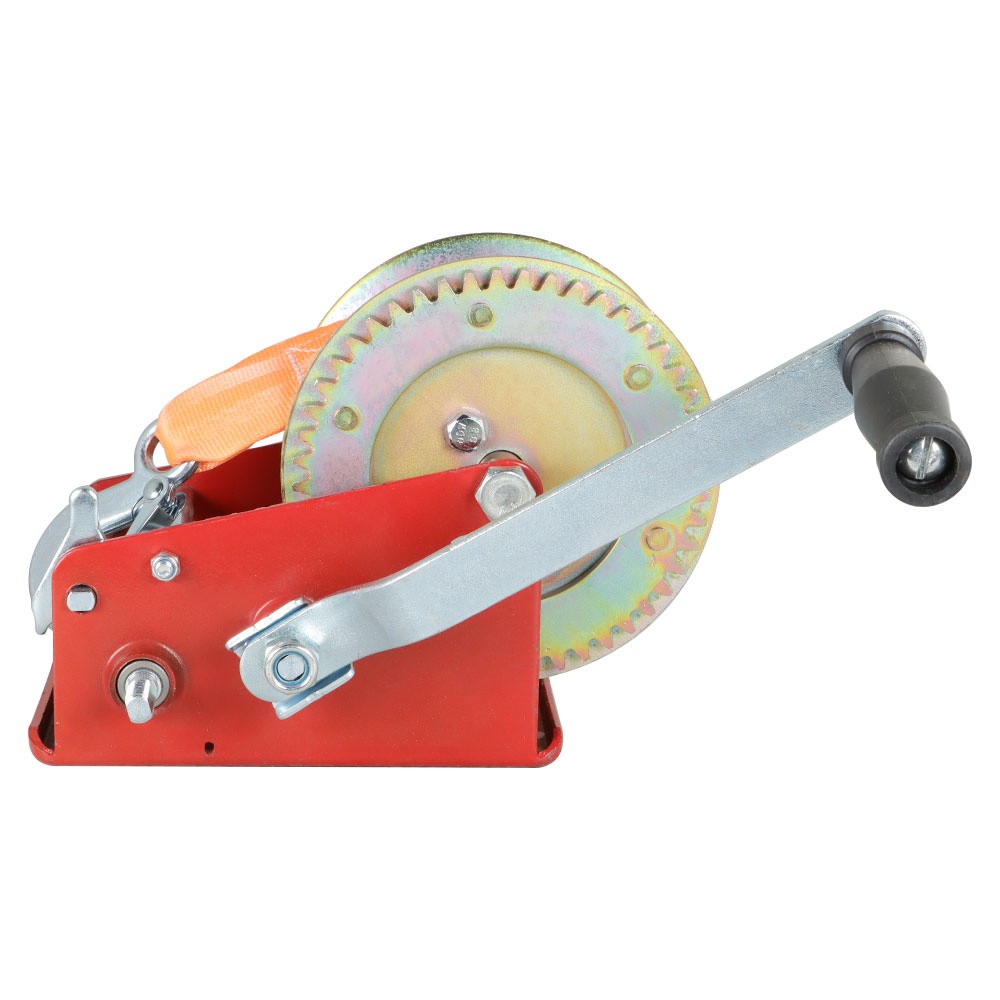 Heavy Duty Hand Winch 3500 LBS Dual Speed Hand Crank Red Strap ATV Trailer Boat