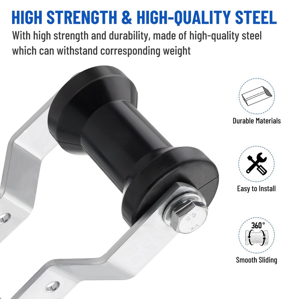 Updated 5" Boat Trailer Rollers with Brackets Black Adjustable Keel Roller Ass.