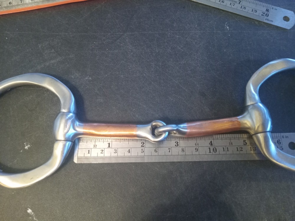 New eggbutt snaffle bit 5 in copper mouth silver dots