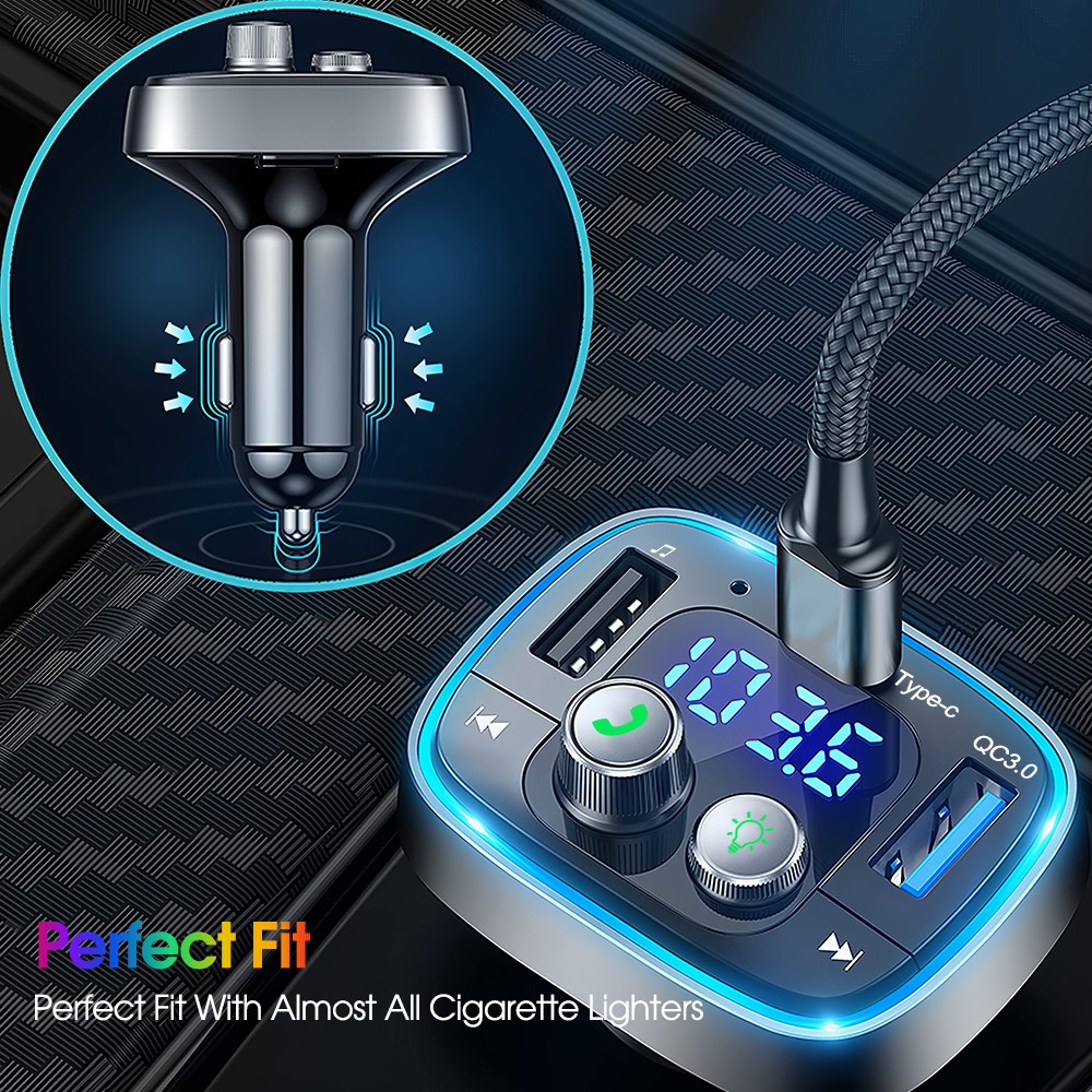FM Transmitter Bluetooth MP3 Adapter QC3.0 Charger Handsfree Wireless Car Kit US