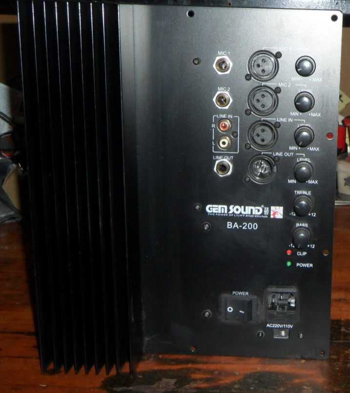 Gem Sound BA-200 DJ Professional Powered Speaker 200W Amplifier & Control Panel