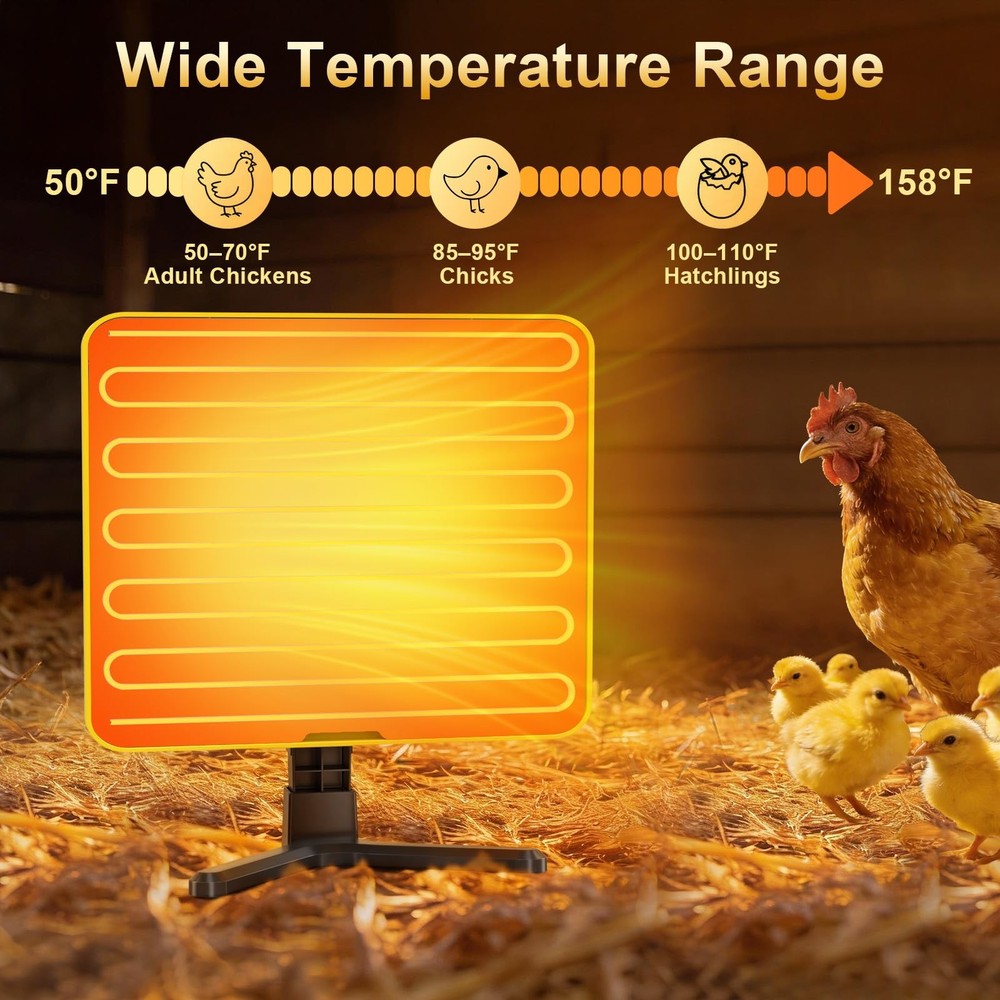 Brooder Plate for Chicks, 50–158℉ Chick Heat with Smart yellow