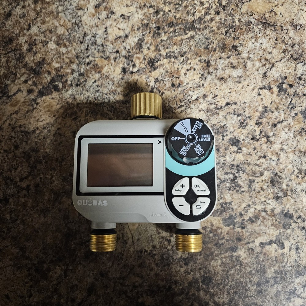 2 Zone Sprinkler Timer with Brass Inlet & Outlet, Programmable Water Timer Yard