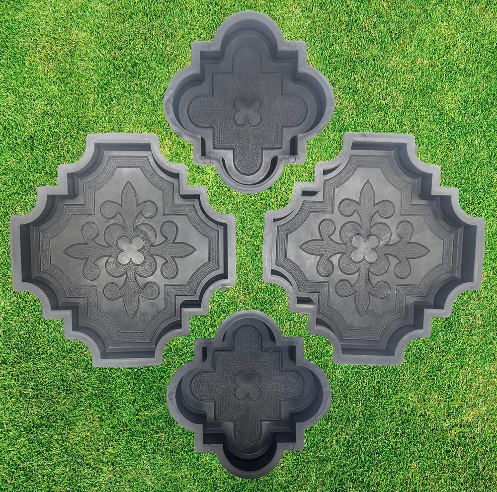 4 Pcs Beautiful Plastic Form Big Pathmaker Concrete Molds Cement Molds for Co...