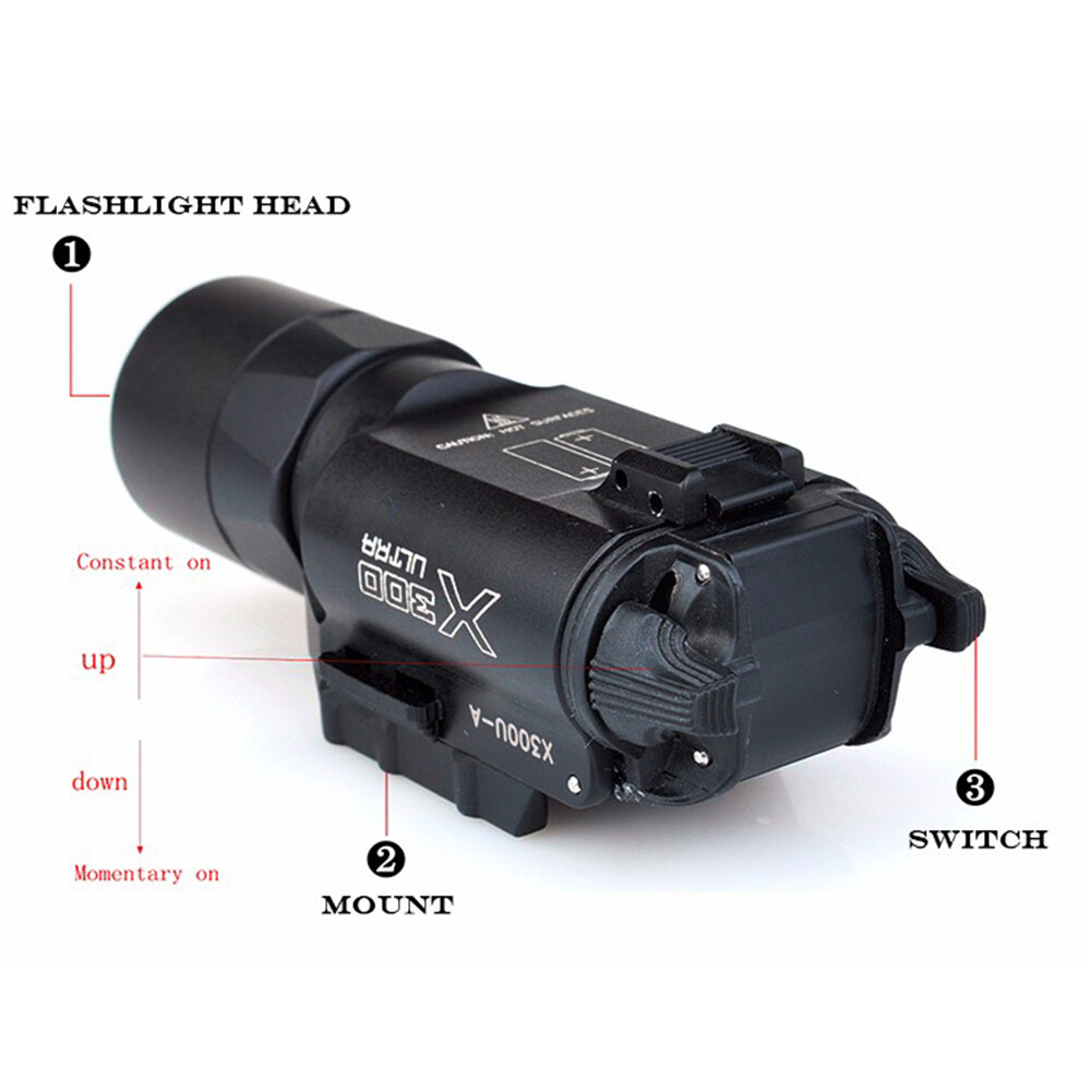 X300U 500LM LED Weapon Flashlight Gun 20mm Picatinny Rail Torch for rifle Pistol