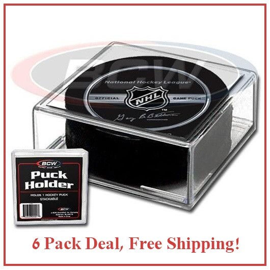 NHL Hockey Puck Holder Display Case Square BCW Memorabilia Autograph 6 Pack Deal
