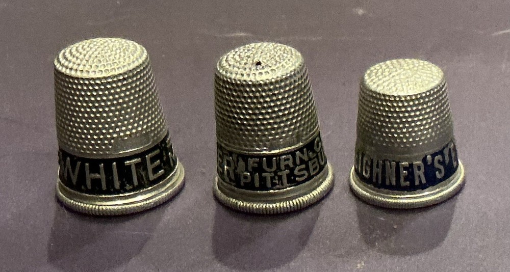 Antique Advertising Metal Thimbles