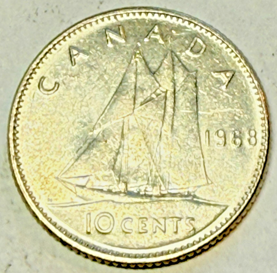 1968 Canada 10 Cents Dime