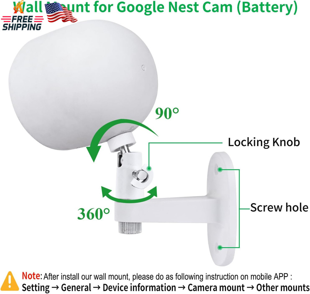 2Pack Adjustable Security Wall Mount Bracket for Google Nest Cam Outdoor or Indo