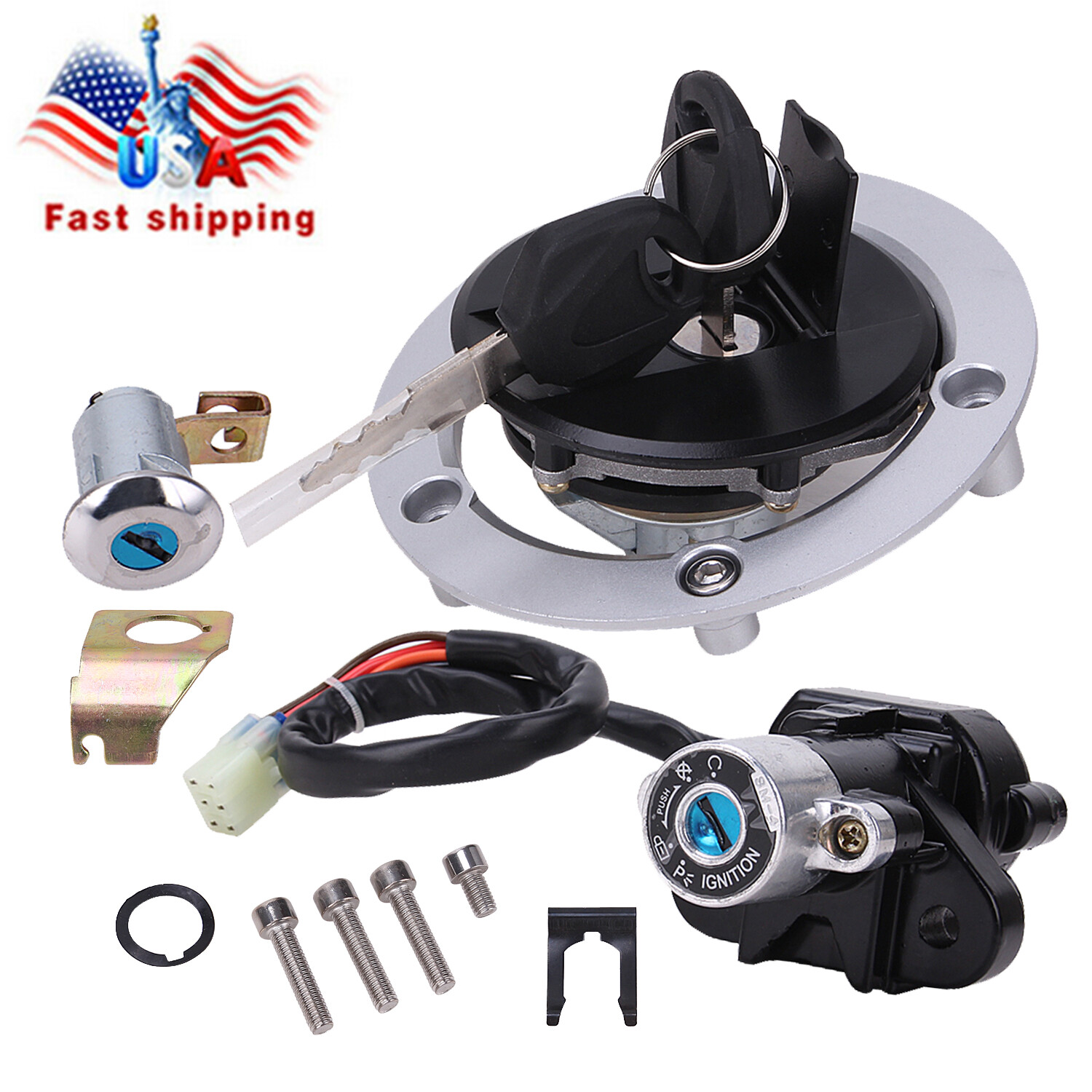 Ignition Switch Fuel Gas Cap Seat Lock Keys For Suzuki GSXR600 GSXR1000 2004-16
