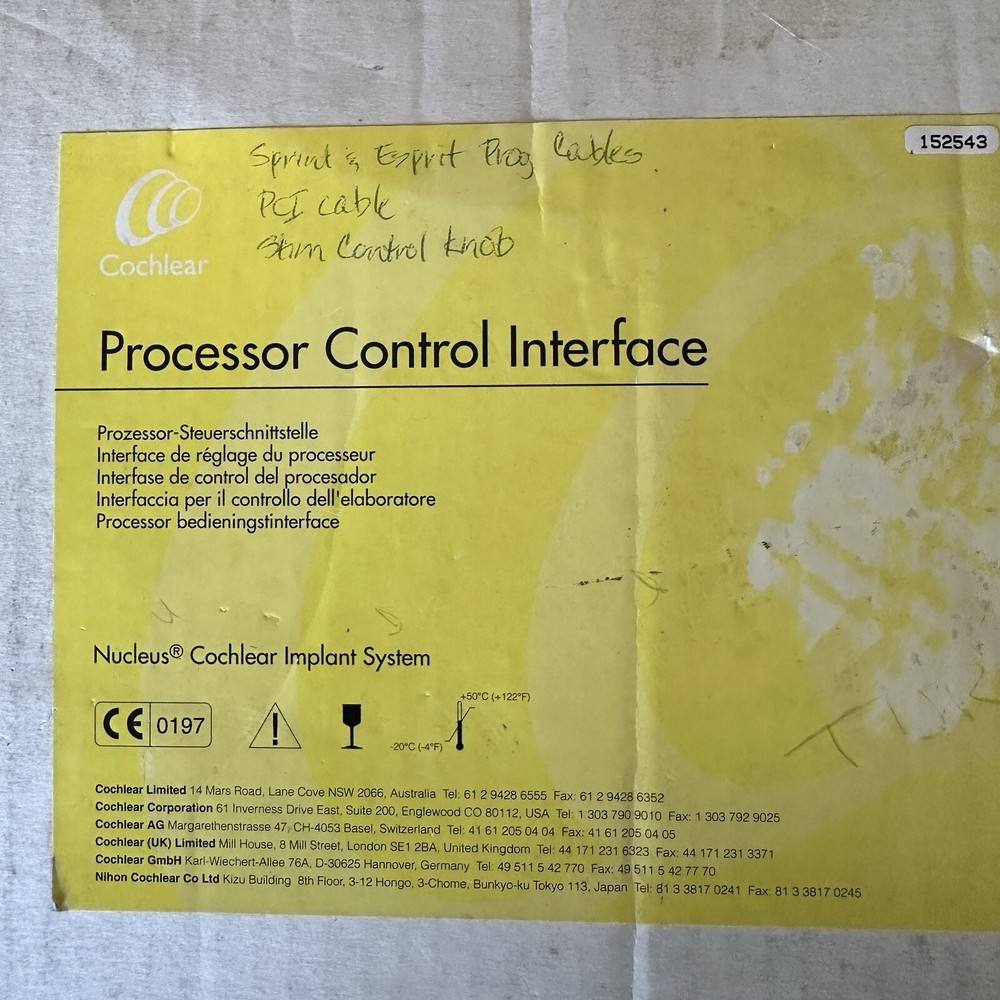 Cochlear Nucleus Bundle Processor Control Interface Cables Control Knob Software