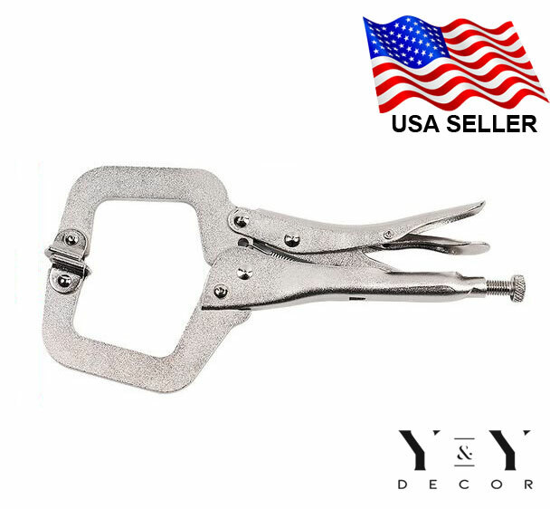11" Locking C Clamp Pliers 5pc Set With Swivel Pads Welding Vise Clamps Holding