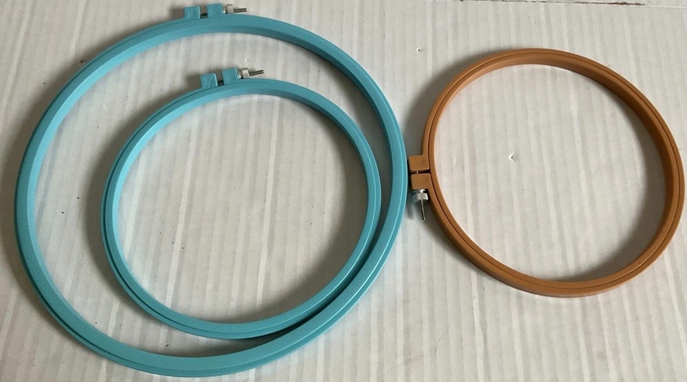 3 Plastic Embroidery Hoops, 10” & Two 7” Hoops