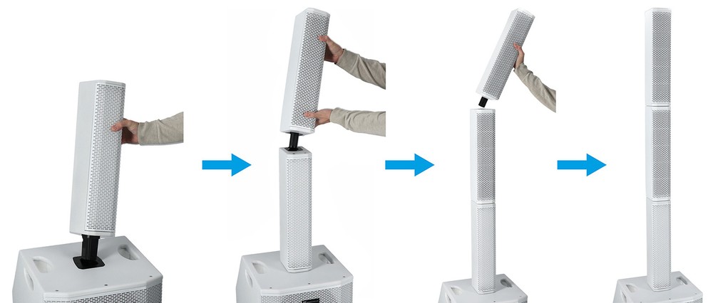 (2) Rockville TITAN ARRAY SYSTEMS Powered Column Array Speaker+10" Subs in White