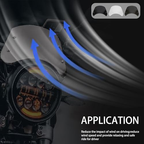 Universal 5"-7" Motorcycle Windshield Wind Deflector Windscreen Front Ash