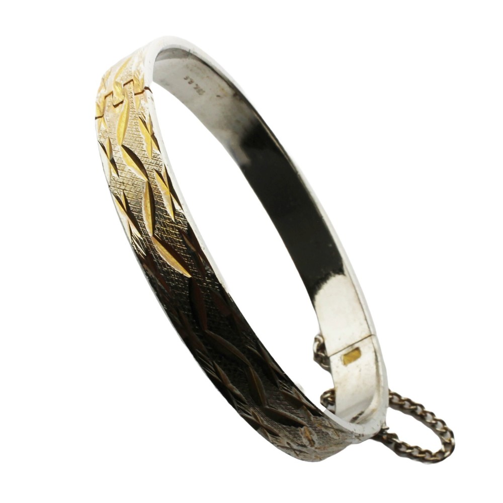 Vintage Bangle Engraved Bracelet Hinged Medium Size (JW21-)