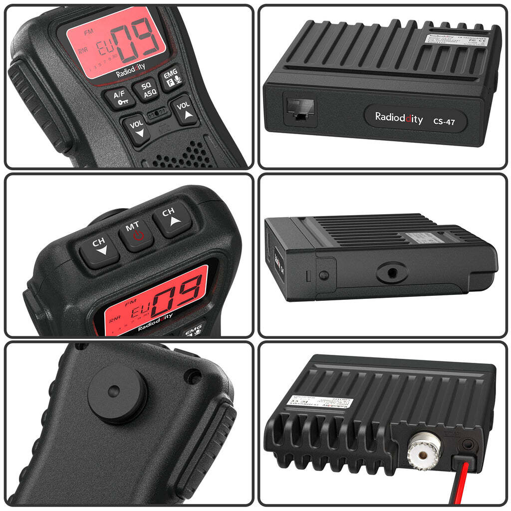 Radioddity CS-47 One Hander CB Radio, LCD Mic with Built-in Speaker, AM/FM