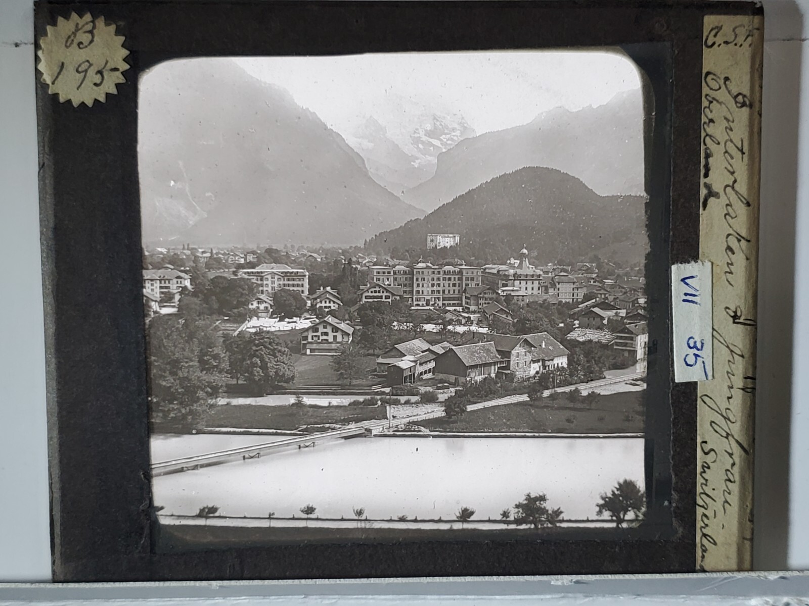 Interlaken & Jungfrau, Oberland, Switzerland, c1890's Magic Lantern Glass Slide