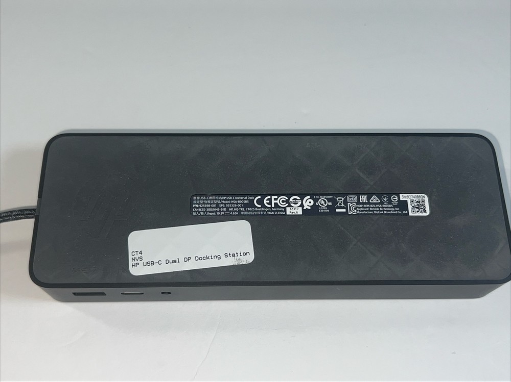 HP USB-C Universal Dock HSA-B005DS + 90W adapter And Cord [TESTED]