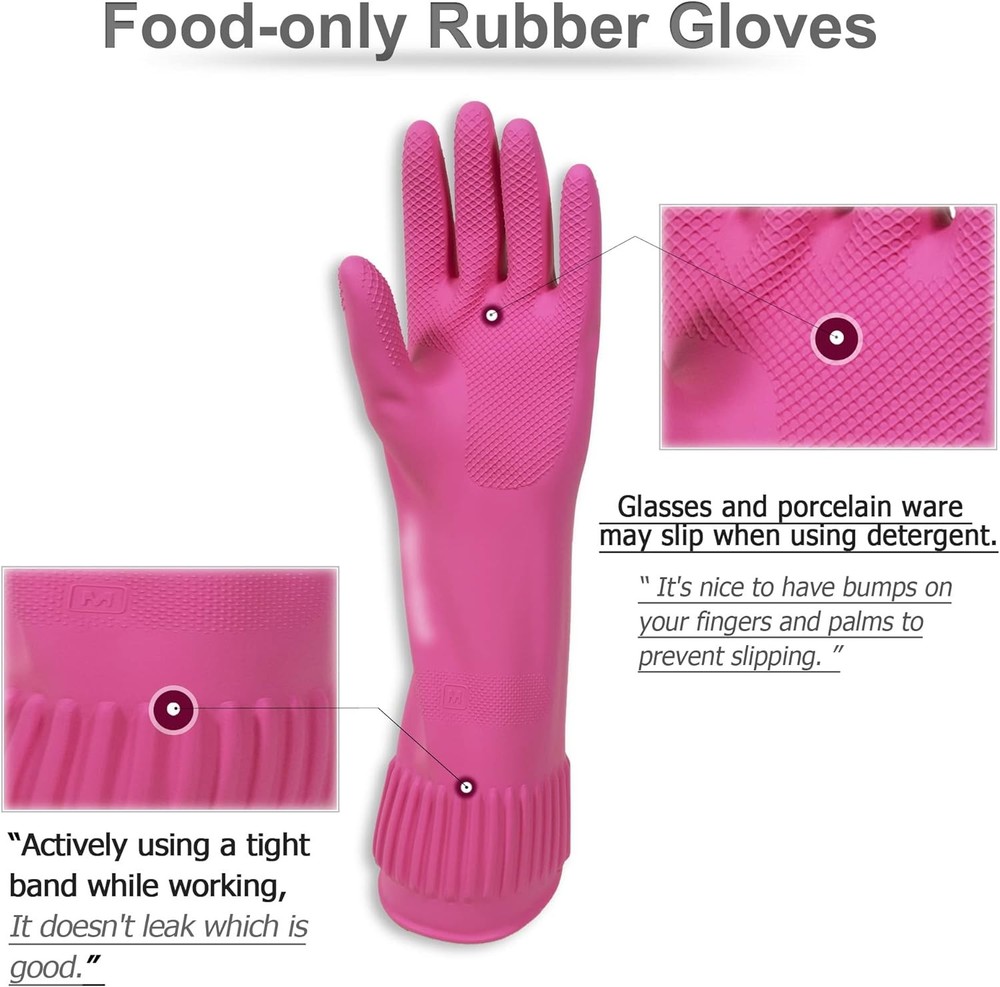 Kitchenware Mamison Quality Rubber Gloves Pink Size Medium (Pack of 2),