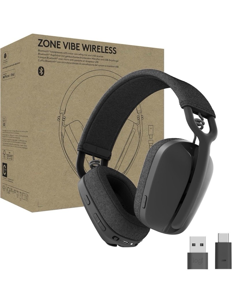 Logitech Zone Vibe Wireless Bluetooth Headphones Graphite