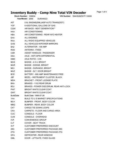 Dash Panel Fits 00 DURANGO 10290303