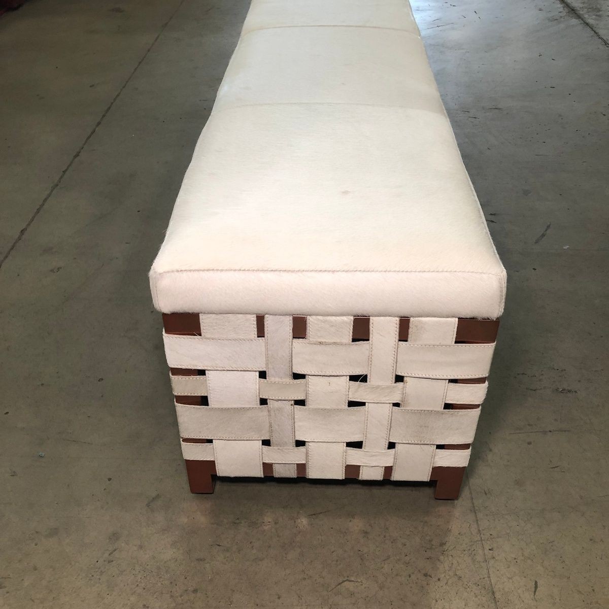 Arteriors Home Elis Bench White Hair on Hide Rose Gold Steel Frame**