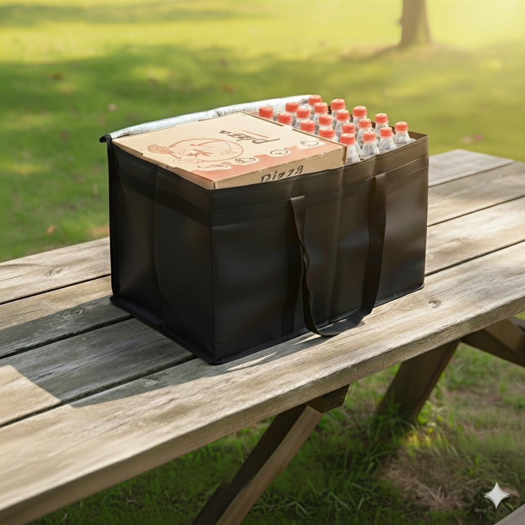 Insulated Food Delivery Bag, XXXL Insulated Reusable Grocery Cooler/Hot Bags, To