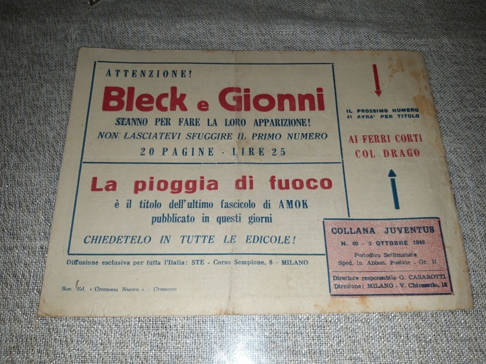 1948 Gim Toro Comic No. 40 ORIGINAL £. 12