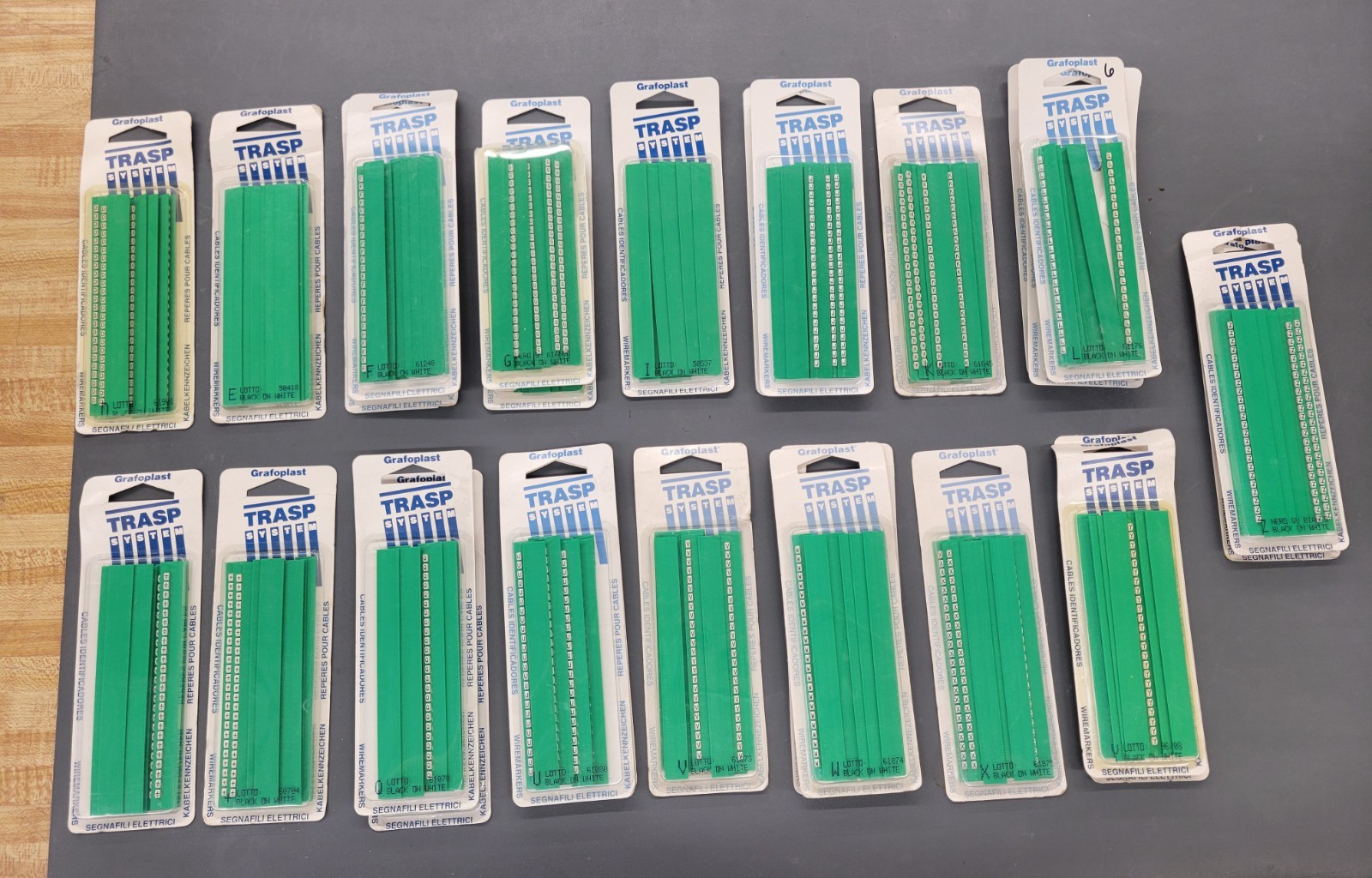 Lot of Grafoplast Wire Markers Trasp System Black/White Letters