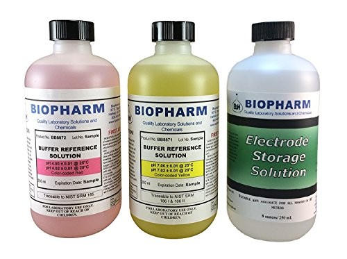 pH Buffer Calibration Solution 3-Pack: pH 4.00 Buffer, pH 7.00 Buffer, and
