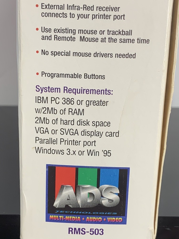 ADS Technologies Wireless Remote Mouse For Windows- Missing Software- New