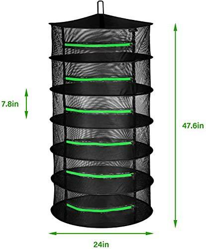 iPower 2ft 6-Layer Foldable Herb Mesh Rack Hanging Drying Net with Zippers Heavy
